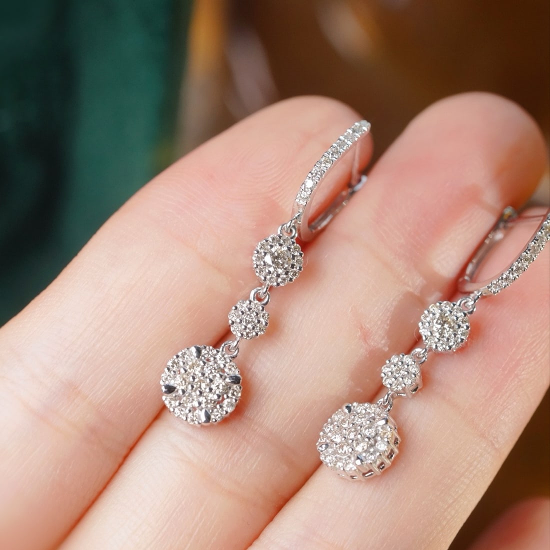 14k Gold 0.90 Ct Natural H Diamond Earrings - 3