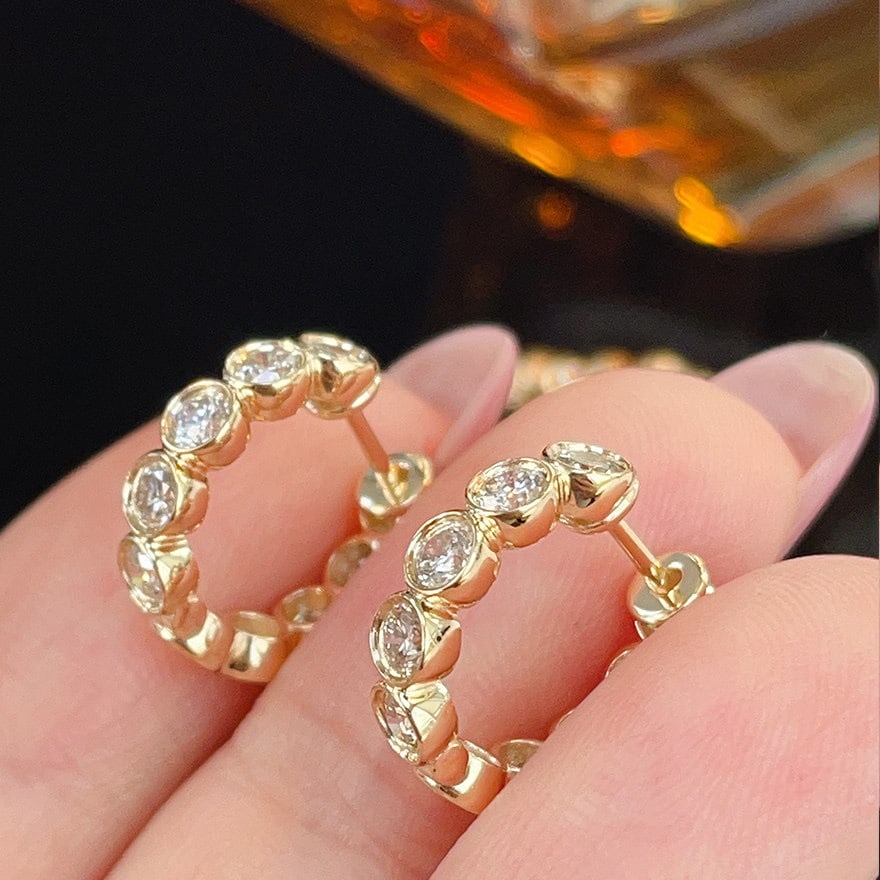 14k Gold 1.3 Ct Natural H Diamond Earrings - 2
