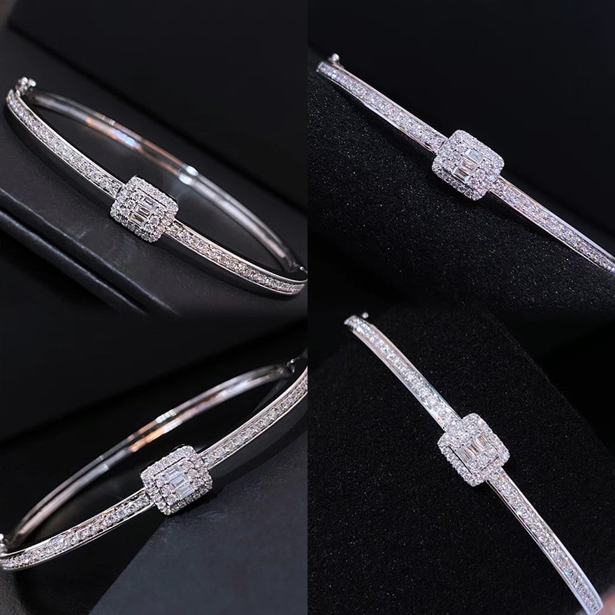 14k Gold 0.63 Ct Natural H Diamond Bangle - 3