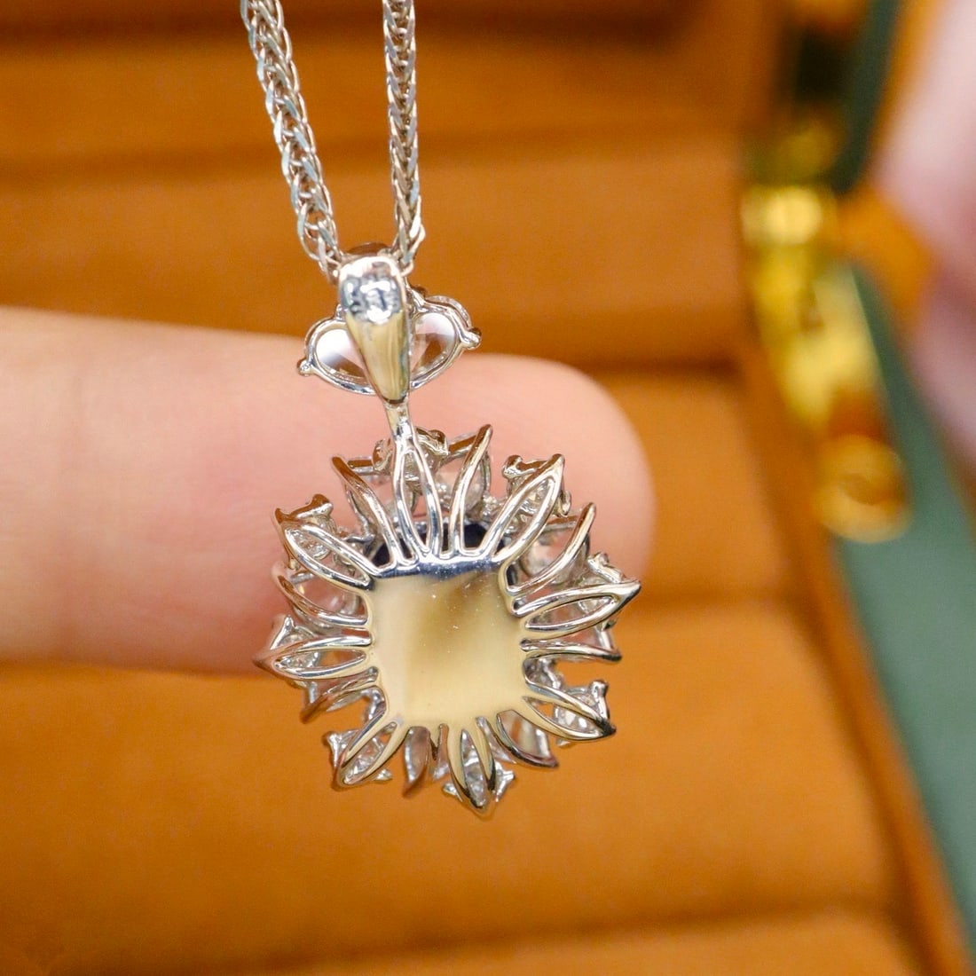 14k Gold 2.83 Ctw Natural Sapphire & Diamond Pendant( Without Chain ) - 4