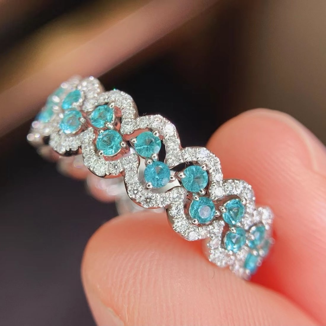14k Gold 1.16 Ctw Natural Paraiba Tourmaline & Diamond Ring - 4