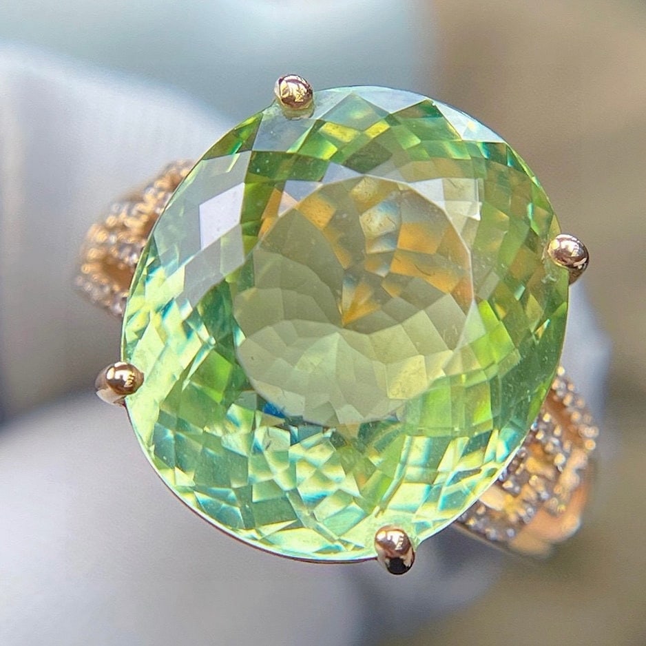 14k Gold 10.18 Ct Natural Tourmaline & Diamond Ring - 6