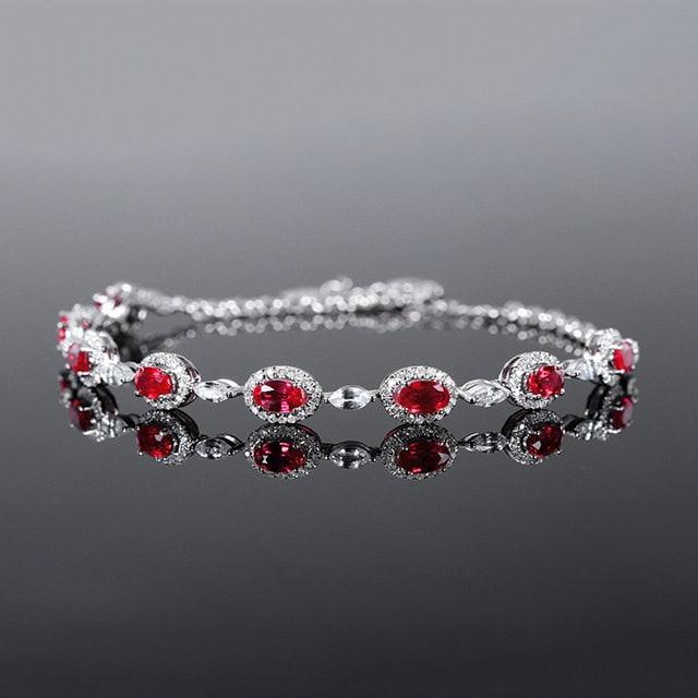 14k Gold 2.48 Ctw Natural Ruby & Diamond Bracelet - 2