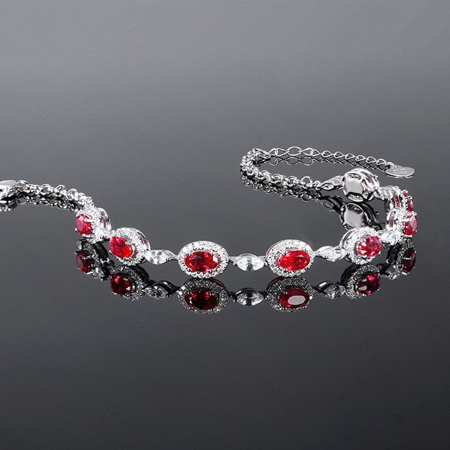 14k Gold 2.48 Ctw Natural Ruby & Diamond Bracelet - 3