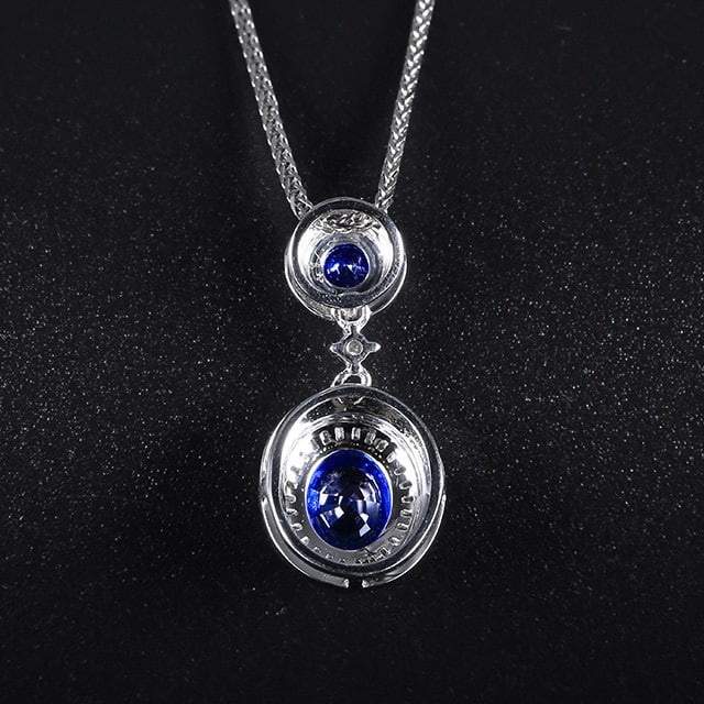 14k Gold 1.46 Ctw Natural Sapphire & Diamond Pendant( Without Chain ) - 4