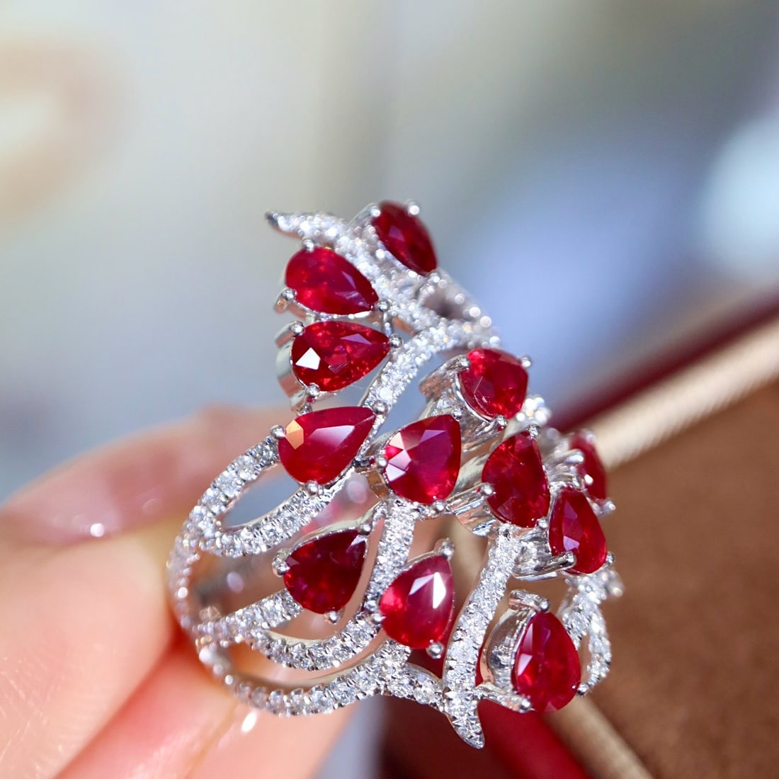 14k Gold 4.35 Ctw Natural Ruby & Diamond Ring - 2