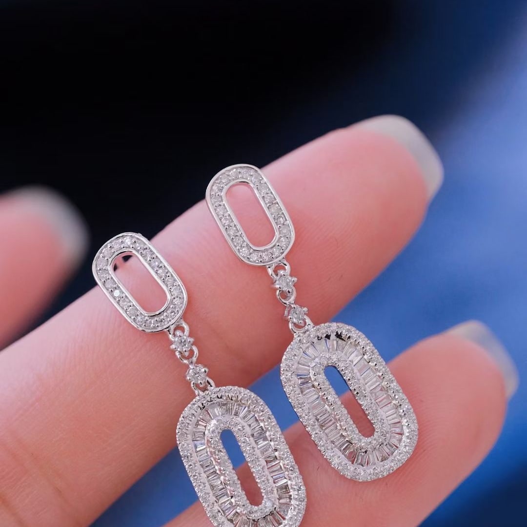 14k Gold 1 Ct Natural H Diamond Earrings - 3