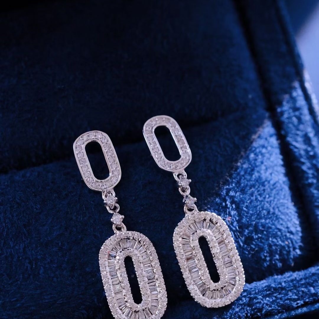 14k Gold 1 Ct Natural H Diamond Earrings - 6