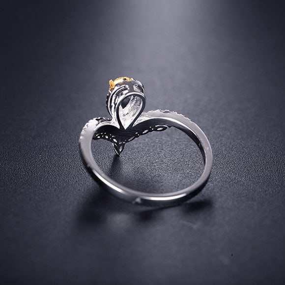 14k Gold 0.71 Ctw Natural Yellow Diamond & Diamond Ring - 4