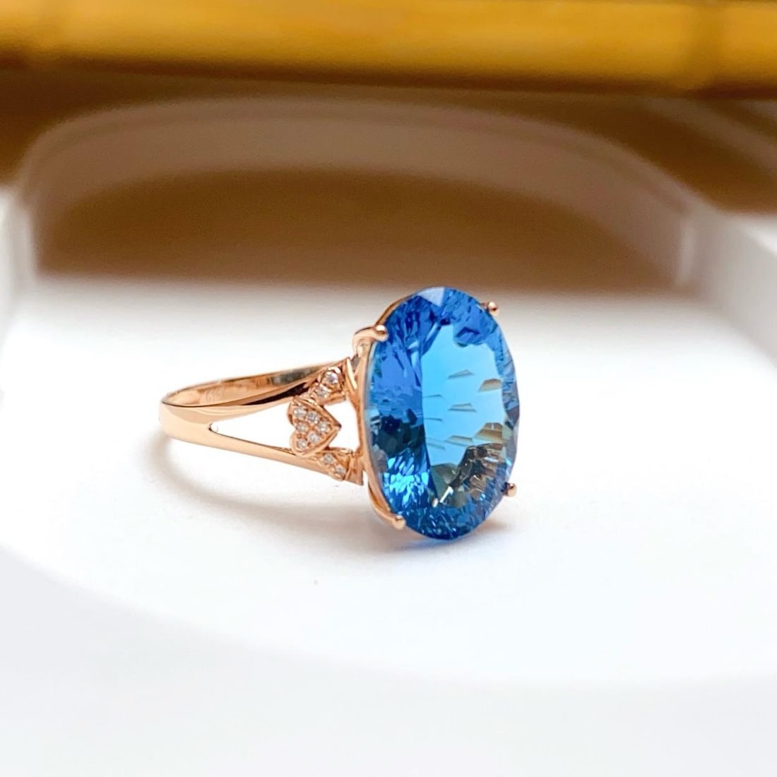 14k Gold 6.80 Ct Natural Topaz & Diamond Ring - 2
