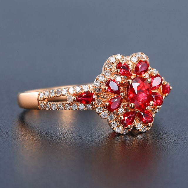 14k Gold 0.75 Ctw Natural Ruby & Ruby Ring - 3