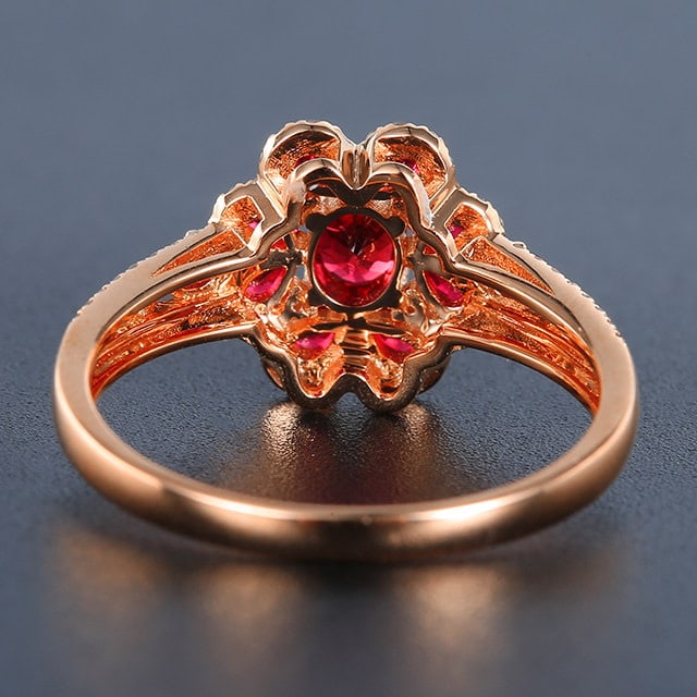 14k Gold 0.75 Ctw Natural Ruby & Ruby Ring - 4