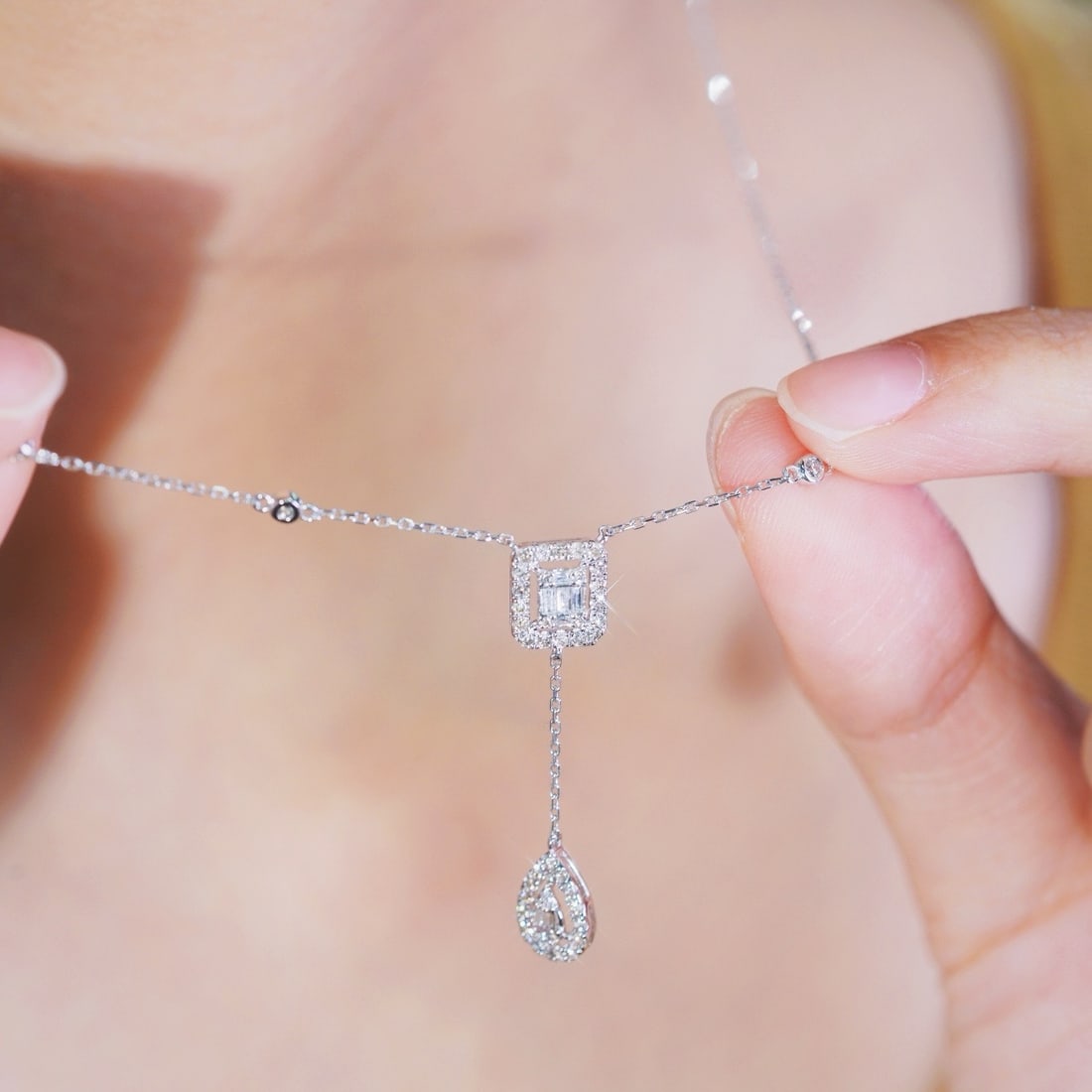 14k Gold 0.50 Ct Natural H Diamond Necklace - 8