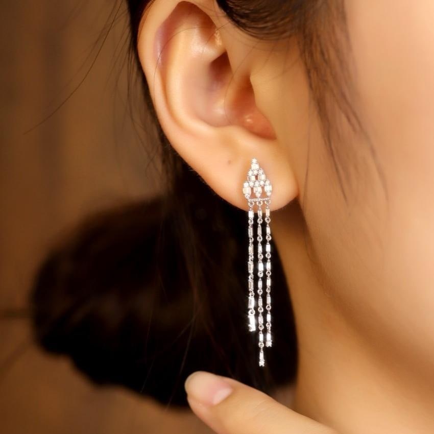 14k Gold 0.60 Ct Natural H Diamond Earrings - 5