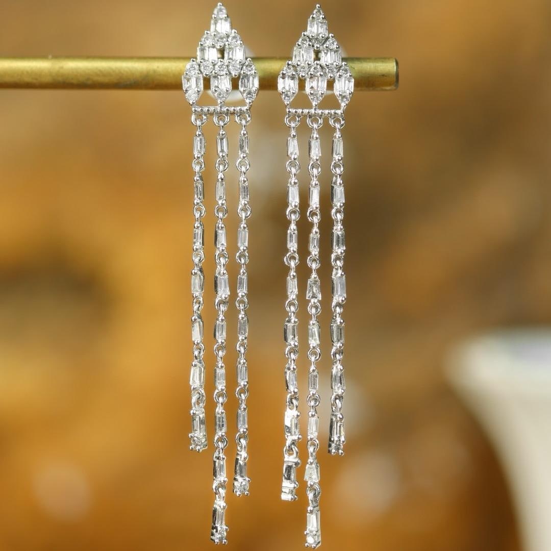 14k Gold 0.60 Ct Natural H Diamond Earrings - 6