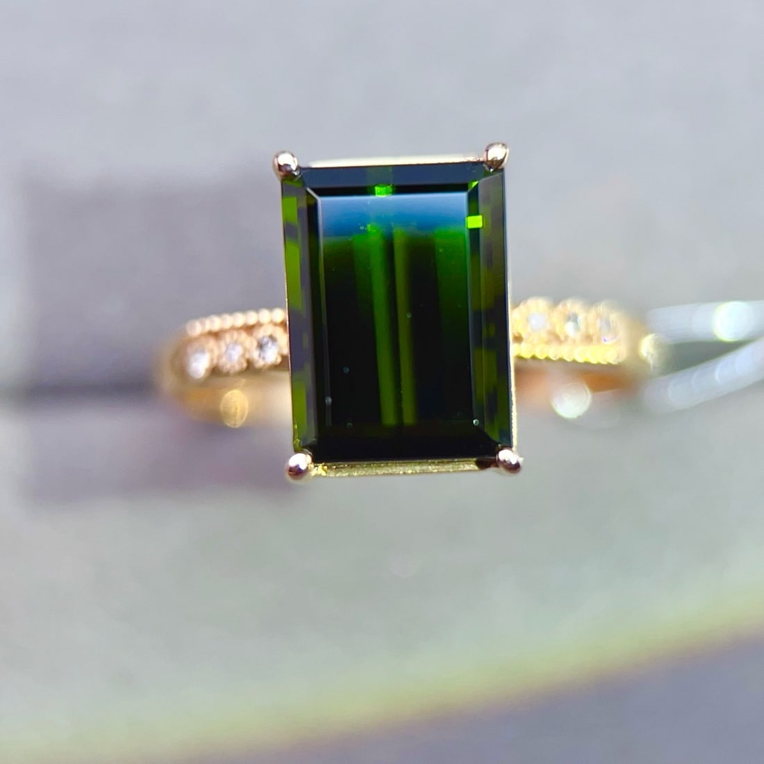 14k Gold 4.44 Ctw Natural Tourmaline & Diamond Ring - 2