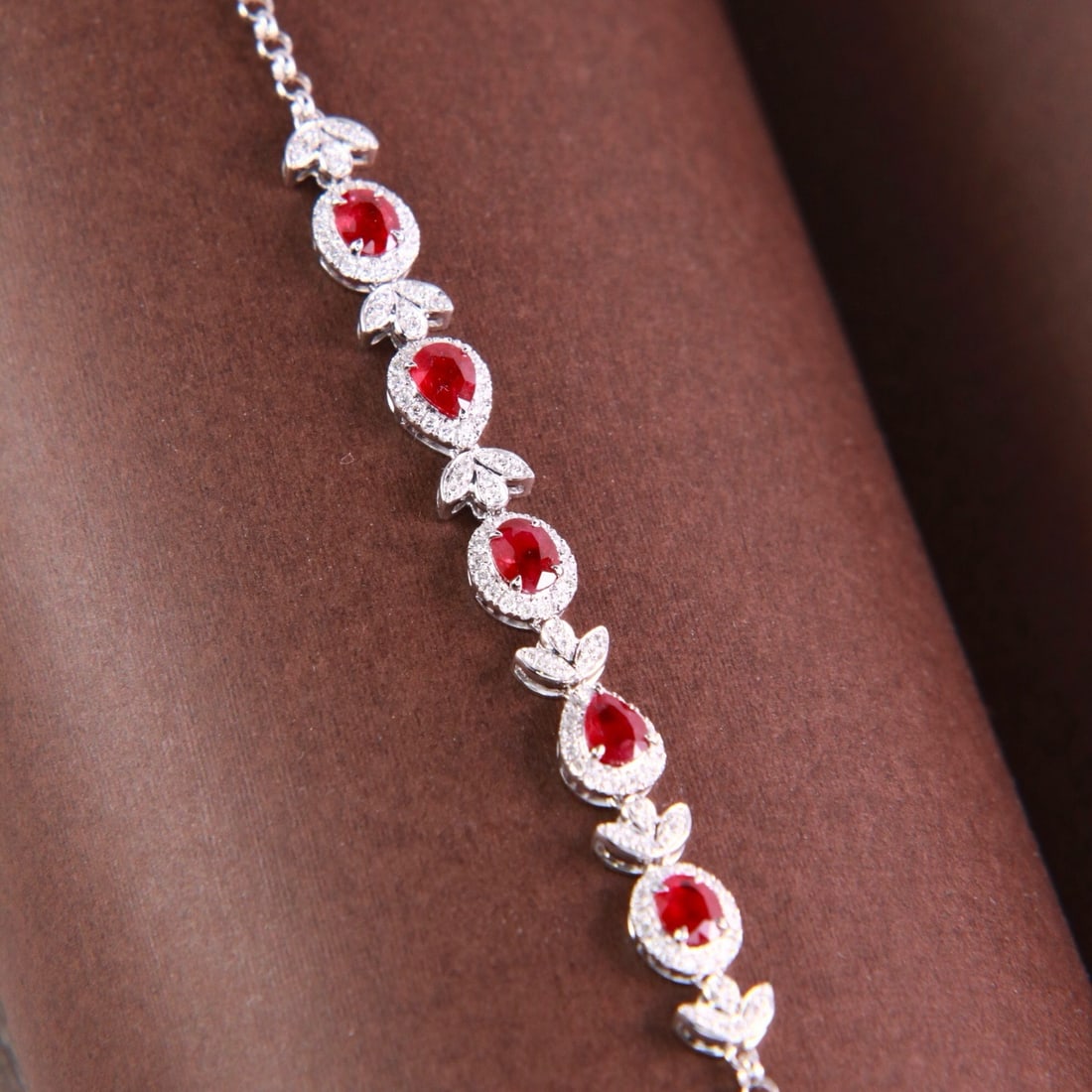 14k Gold 2.18 Ctw Natural Ruby & Diamond Bracelet - 4