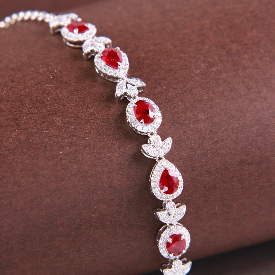 14k Gold 2.18 Ctw Natural Ruby & Diamond Bracelet - 5