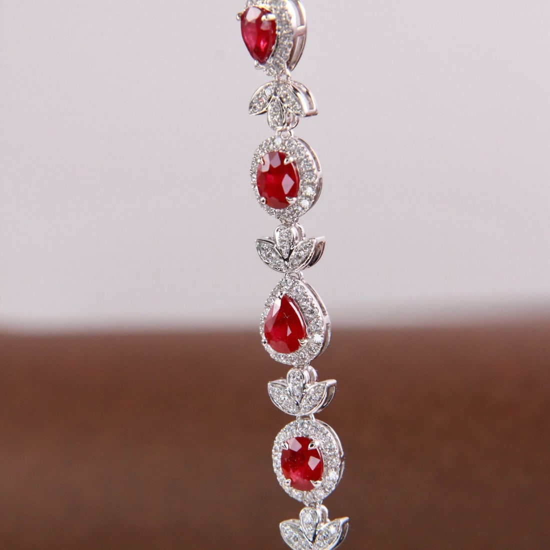 14k Gold 2.18 Ctw Natural Ruby & Diamond Bracelet - 7