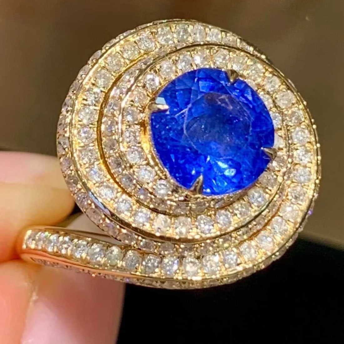 14k Gold 2.01 Ct Natural Sapphire & Diamond Ring - 5