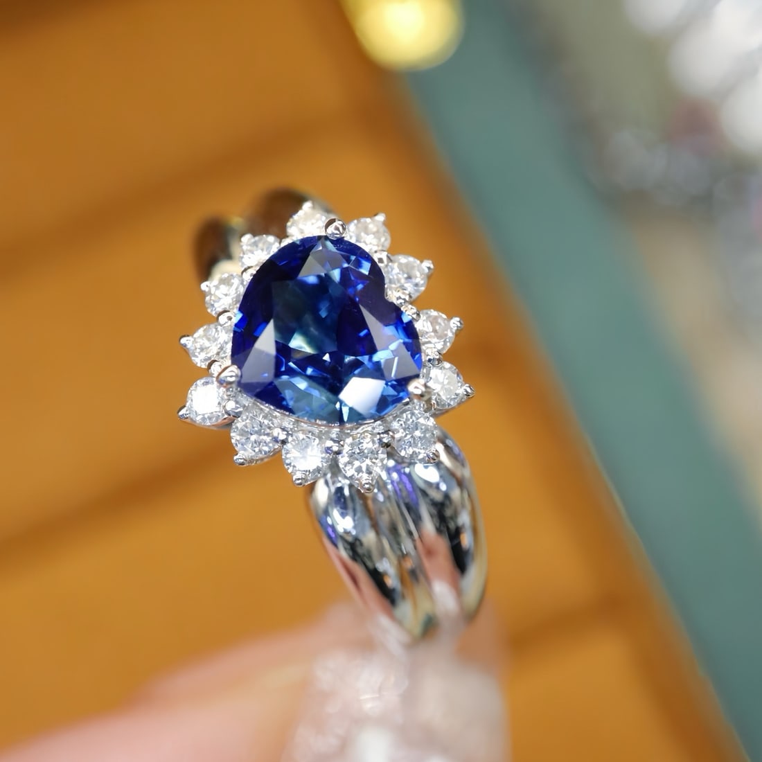 14k Gold 1.46 Ctw Natural Sapphire & Diamond Ring - 2