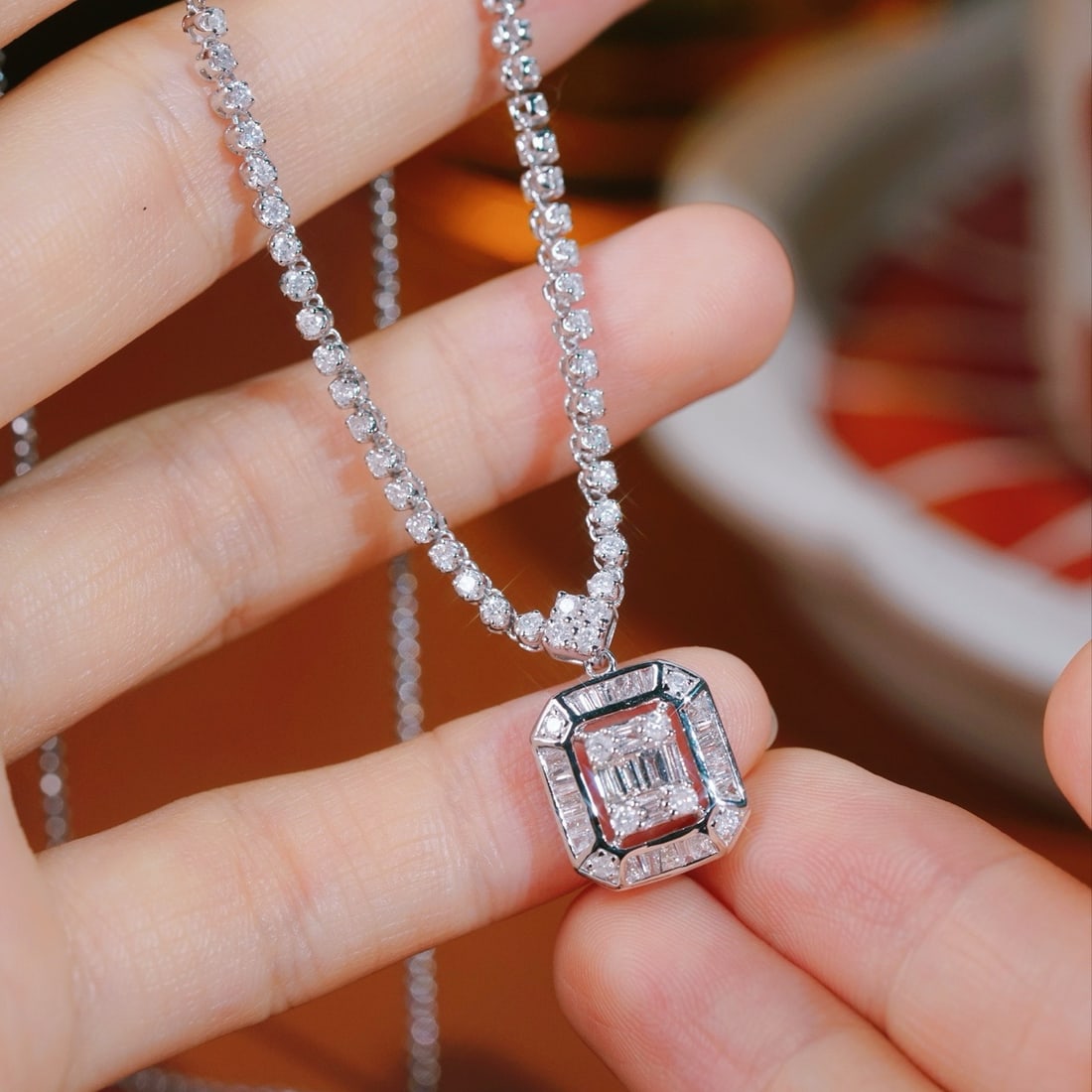 14k Gold 1.30 Ct Natural H Diamond Necklace - 7