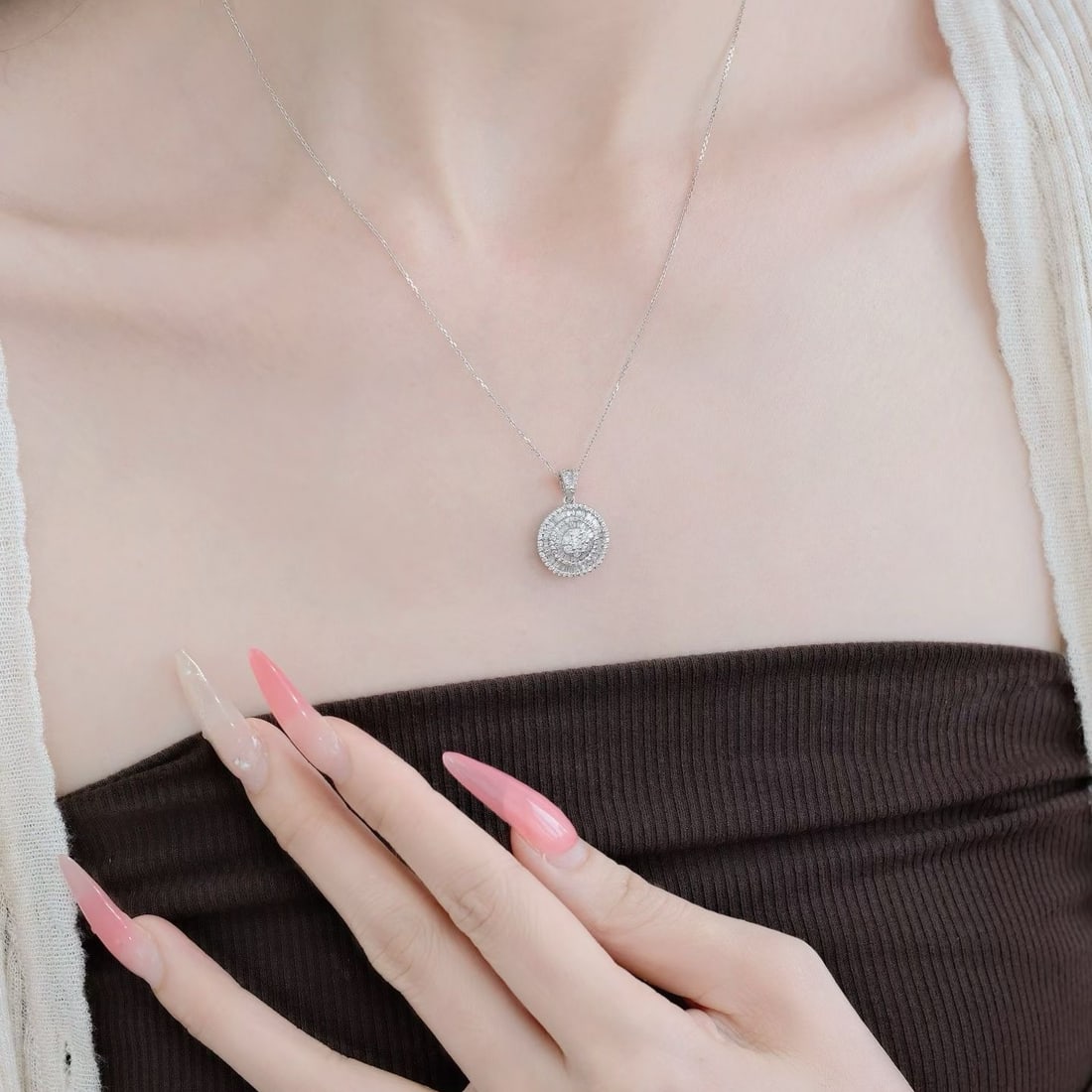 14k Gold 0.8 Ct Natural H Diamond Pendant( Without Chain ) - 7
