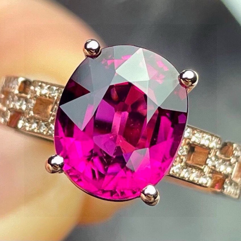14k Gold 4.69 Ct Natural Tourmaline & Diamond Ring - 2