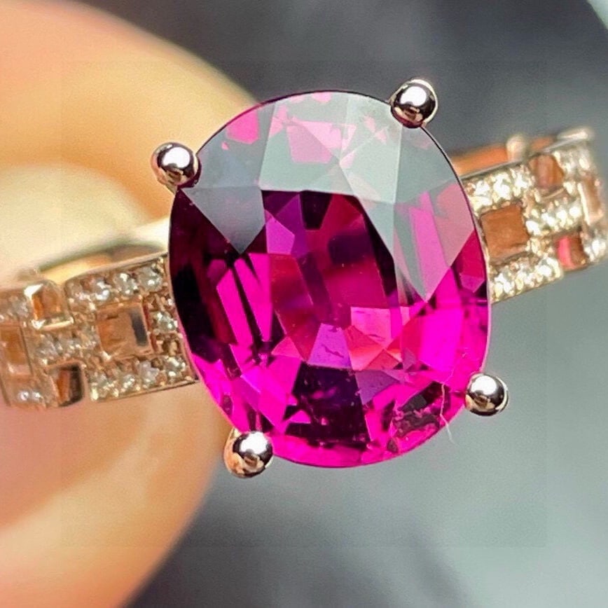 14k Gold 4.69 Ct Natural Tourmaline & Diamond Ring - 3
