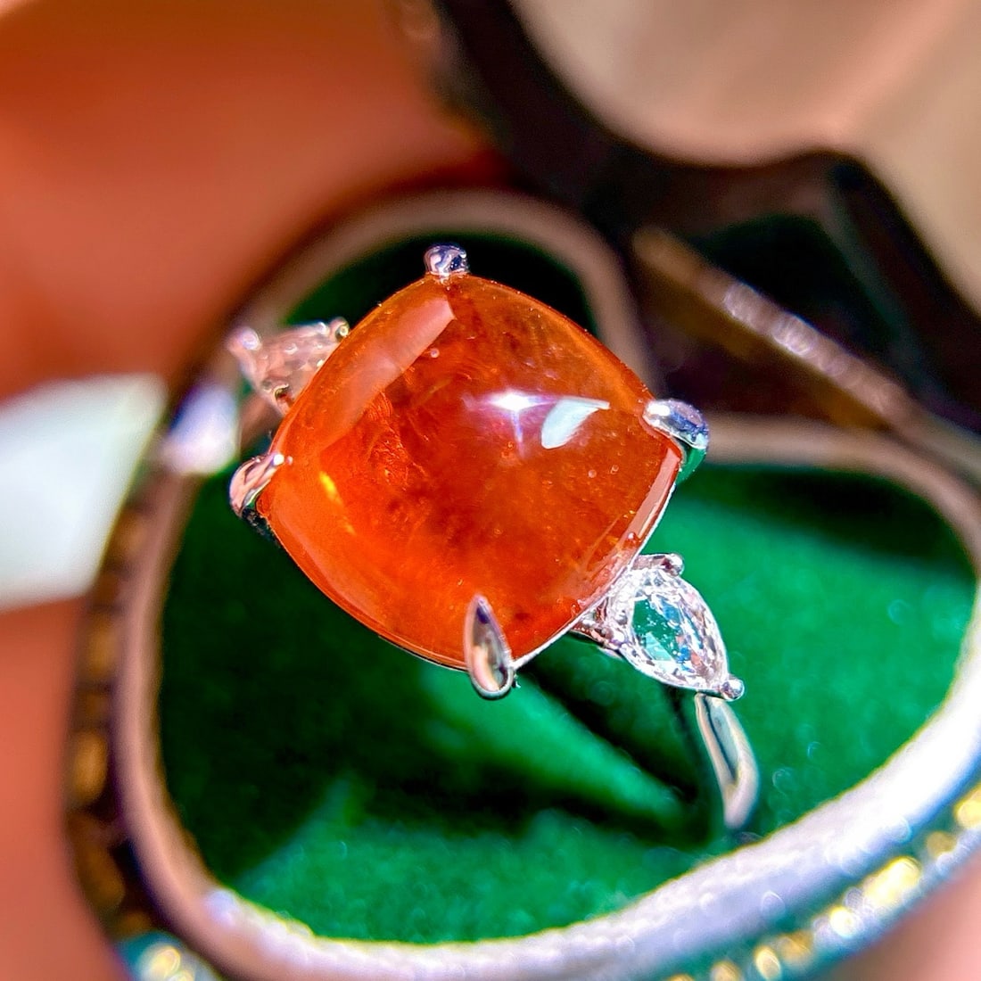 14k Gold 6.24 Ct Natural Spessartine & Diamond Ring - 2