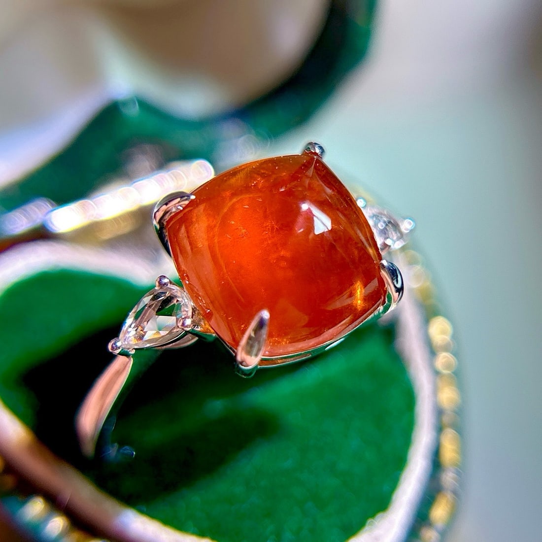 14k Gold 6.24 Ct Natural Spessartine & Diamond Ring - 3