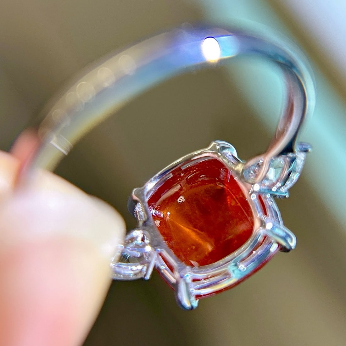 14k Gold 6.24 Ct Natural Spessartine & Diamond Ring - 5
