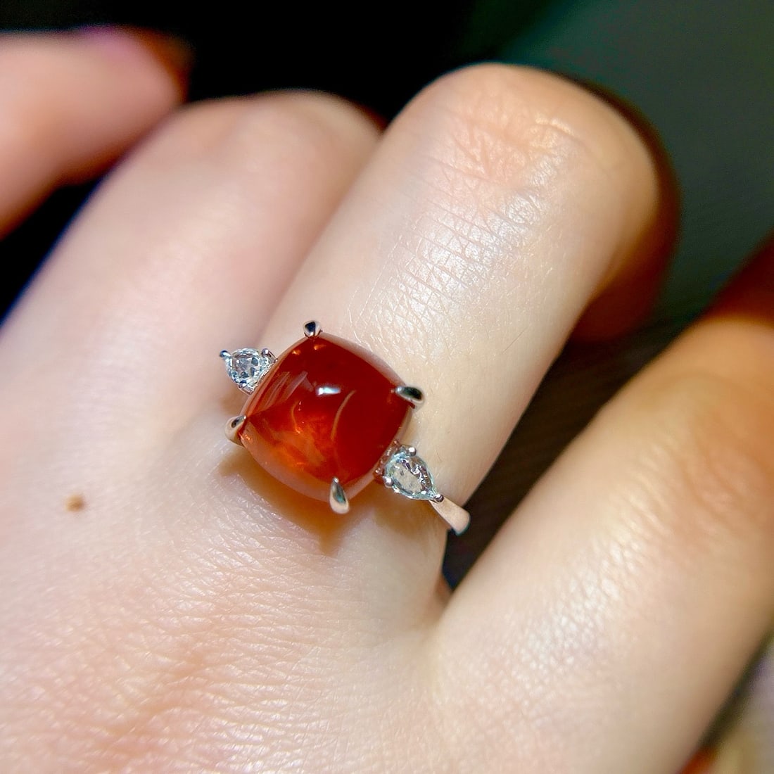 14k Gold 6.24 Ct Natural Spessartine & Diamond Ring - 6