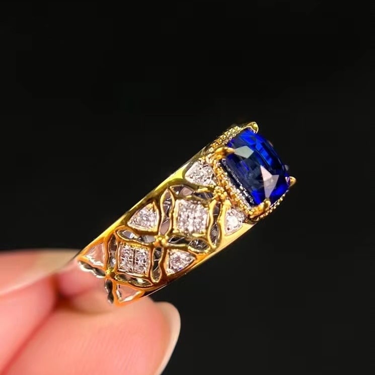 14k Gold 1.41 Ctw Natural Sapphire & Diamond Ring - 2
