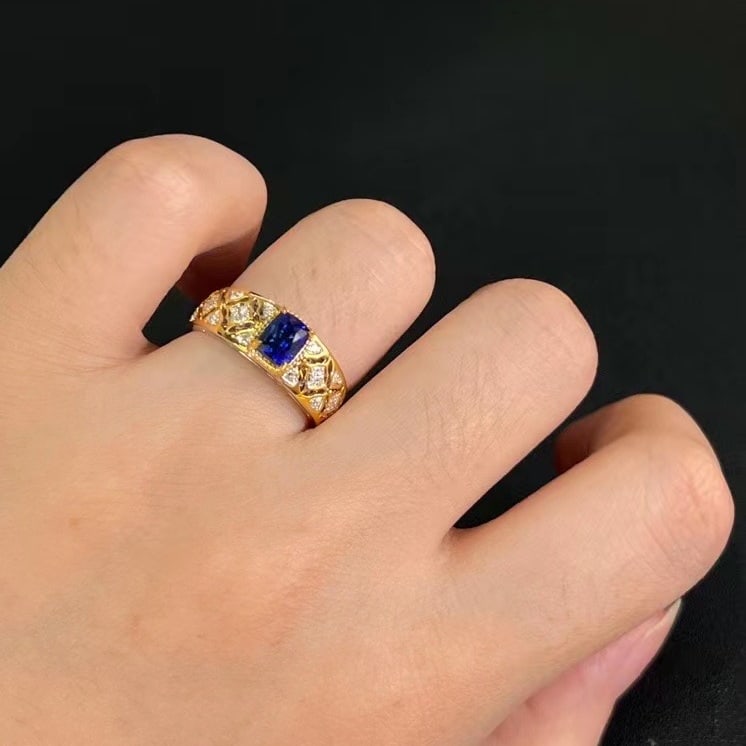14k Gold 1.41 Ctw Natural Sapphire & Diamond Ring - 3