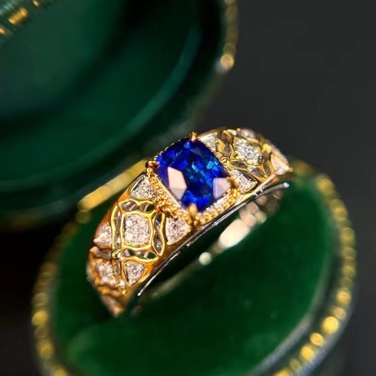 14k Gold 1.41 Ctw Natural Sapphire & Diamond Ring - 4