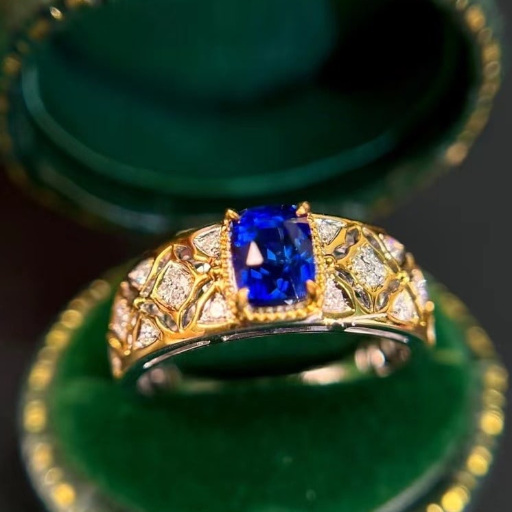 14k Gold 1.41 Ctw Natural Sapphire & Diamond Ring - 5