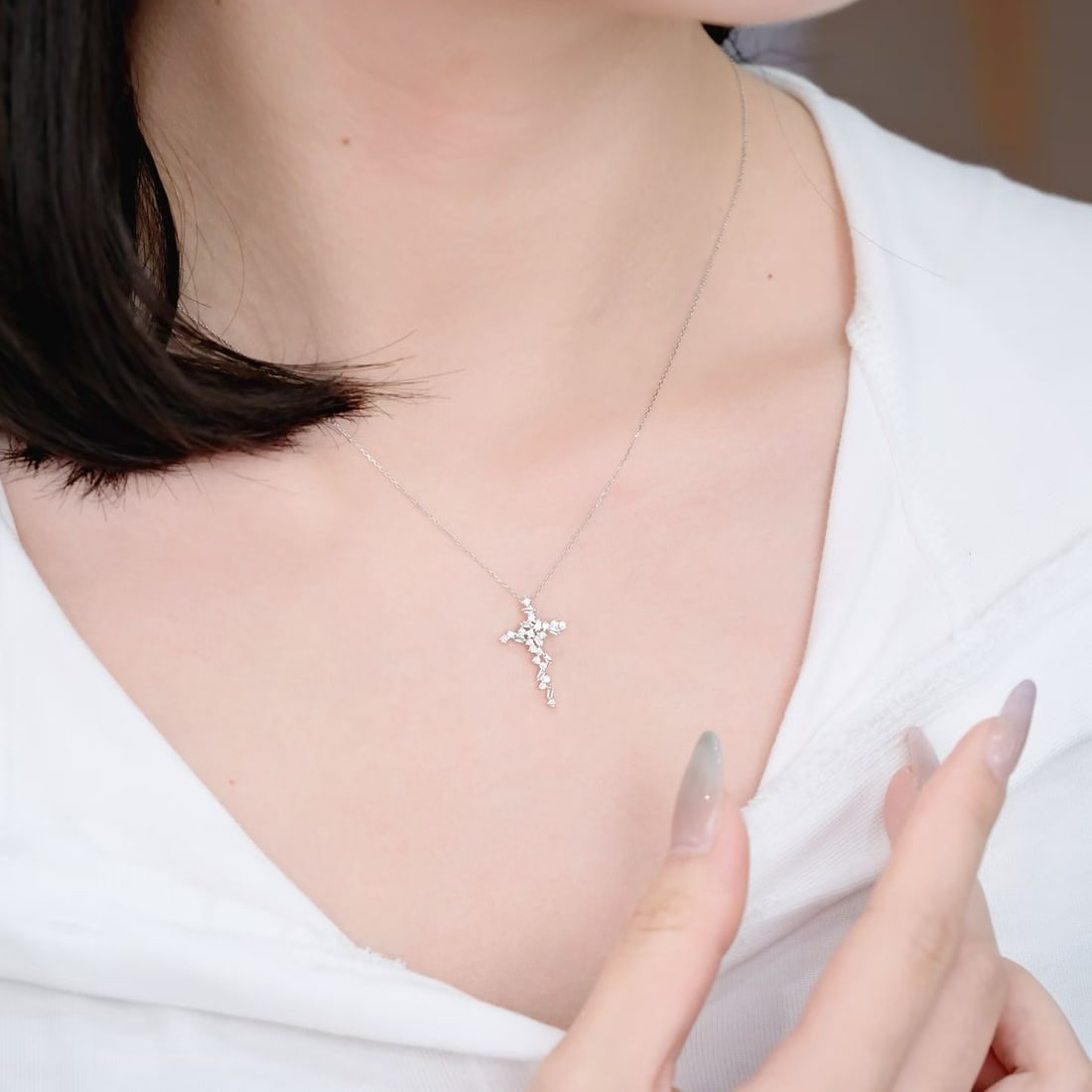 14k Gold 0.38 Ct Natural H Diamond Necklace - 6