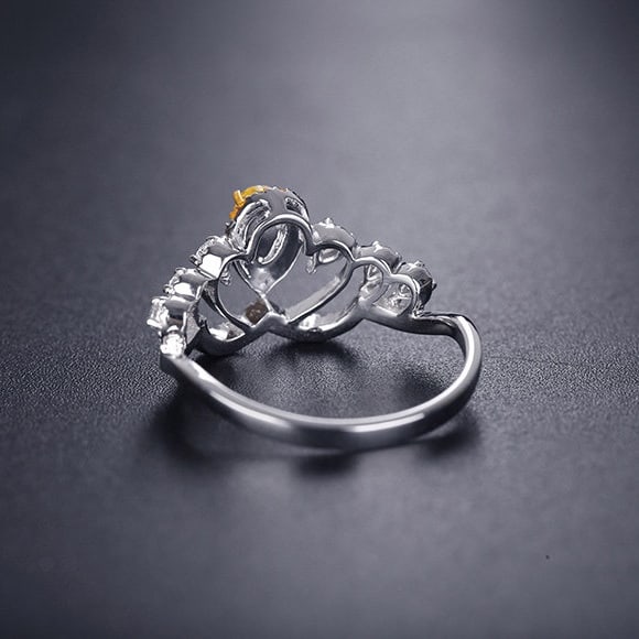 14k Gold 0.56 Ctw Natural Yellow Diamond & Diamond Ring - 4
