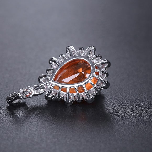14k Gold 3.94 Ctw Natural Spessartine & Diamond Pendant( Without Chain ) - 6