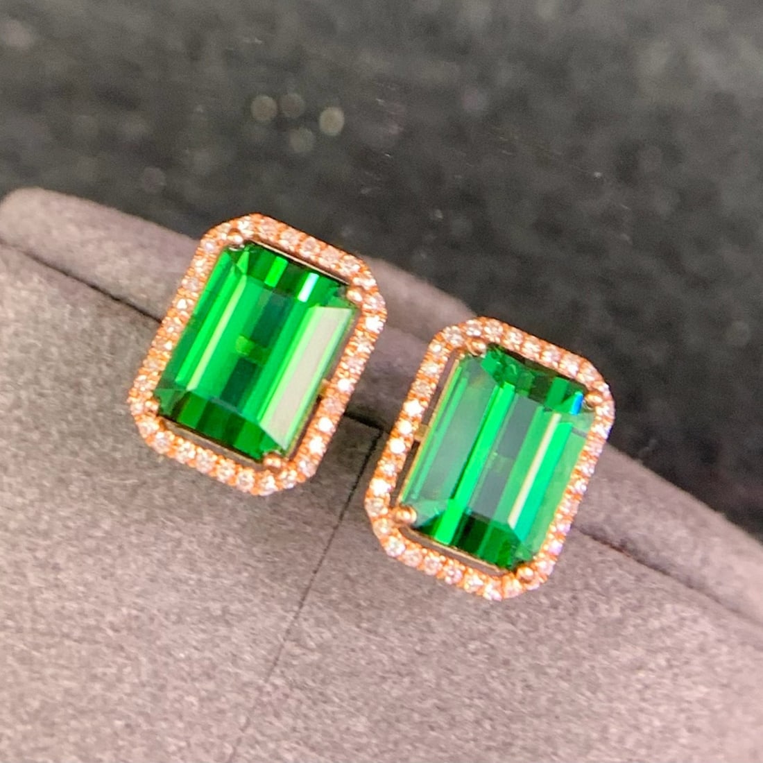 14k Gold 3.6 Ct Natural Tourmaline & Diamond Earrings - 3