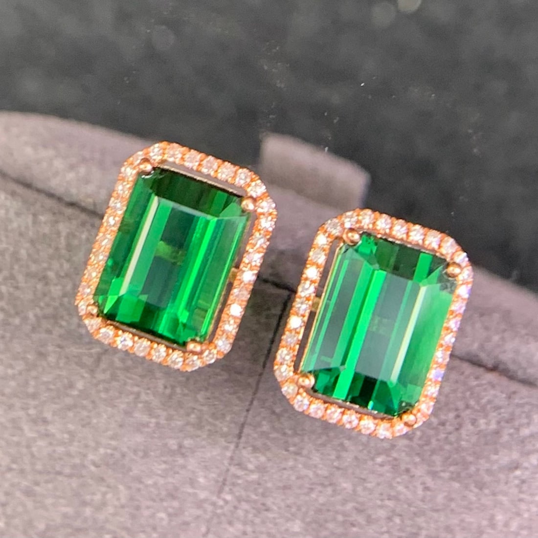 14k Gold 3.6 Ct Natural Tourmaline & Diamond Earrings - 9
