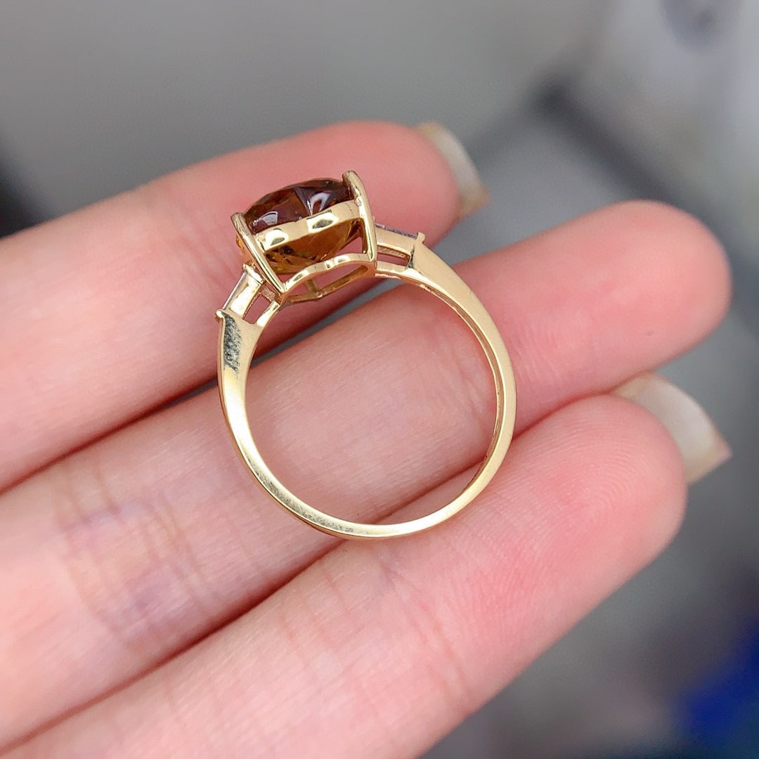 14k Gold 3.5 Ct Natural Tourmaline & Diamond Ring - 6