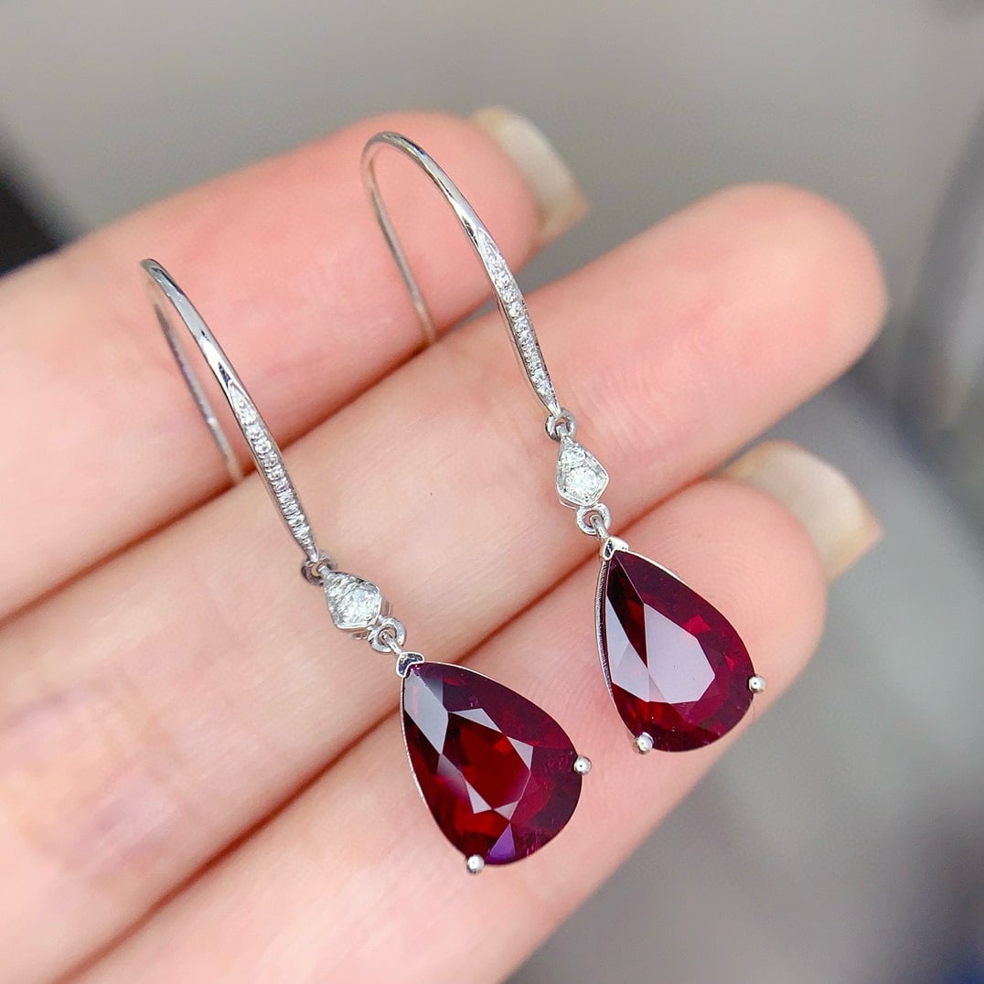 14k Gold 4.8 Ct Natural Tourmaline & Diamond Earrings - 6