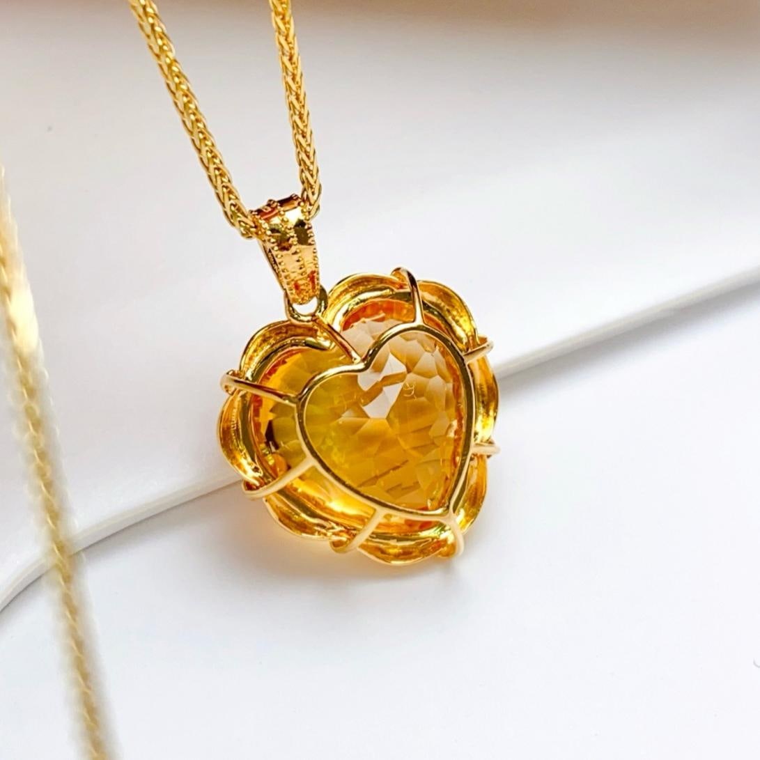 14k Gold 8.80 Ct Natural Citrine Pendant( Without Chain ) - 3
