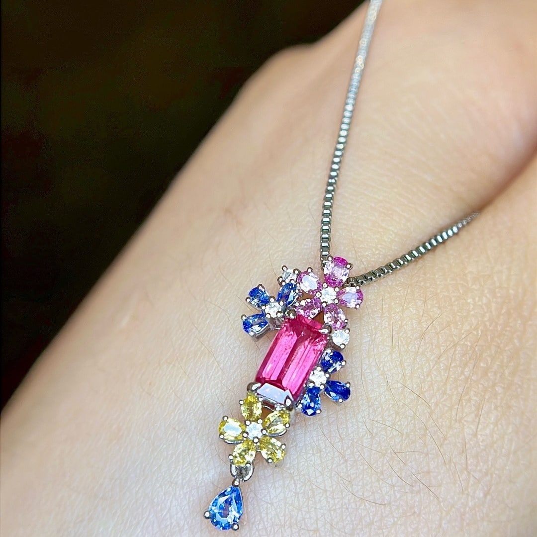 14k Gold 1.65 Ctw Natural Sapphire & Sapphire Pendant( Without Chain ) - 2
