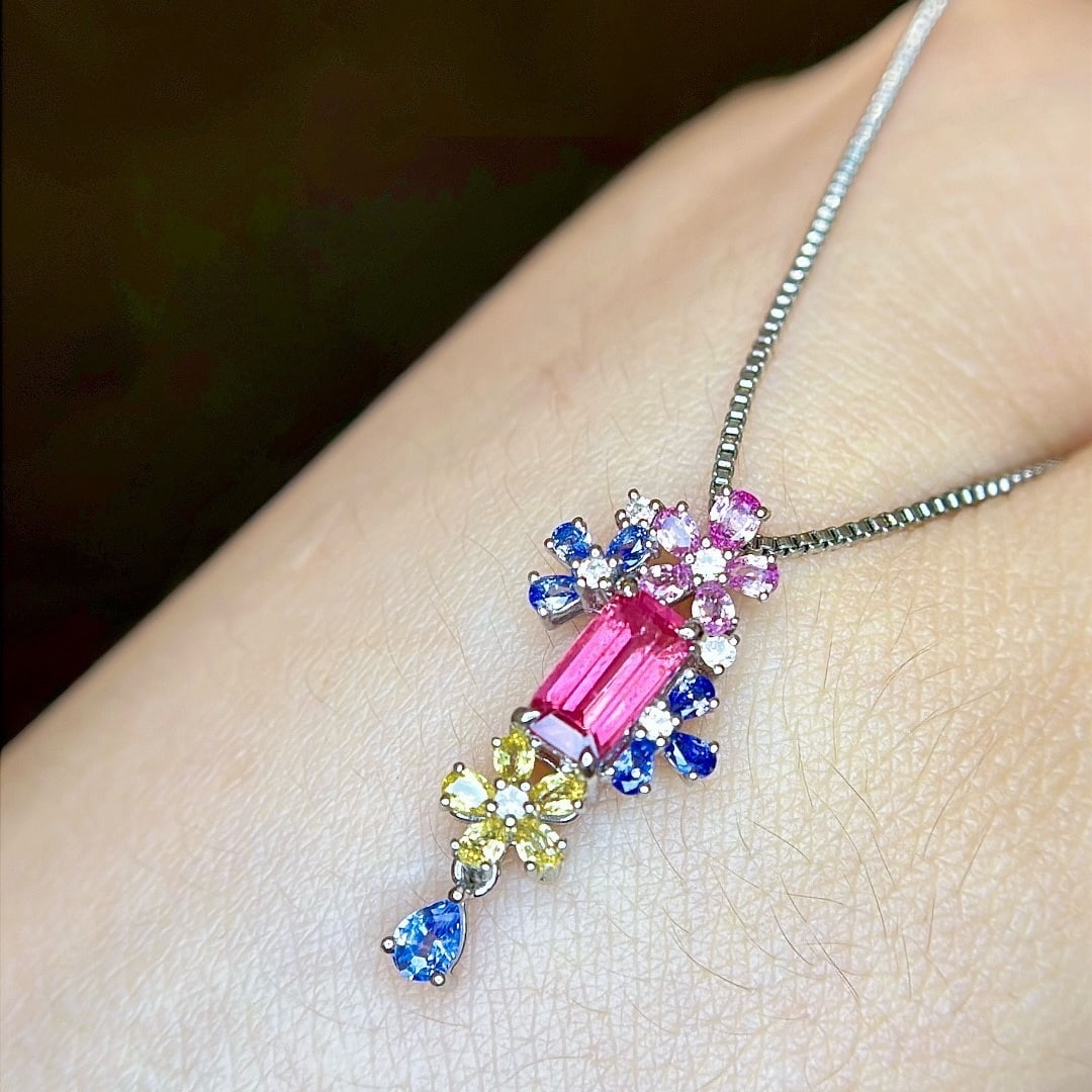 14k Gold 1.65 Ctw Natural Sapphire & Sapphire Pendant( Without Chain ) - 3