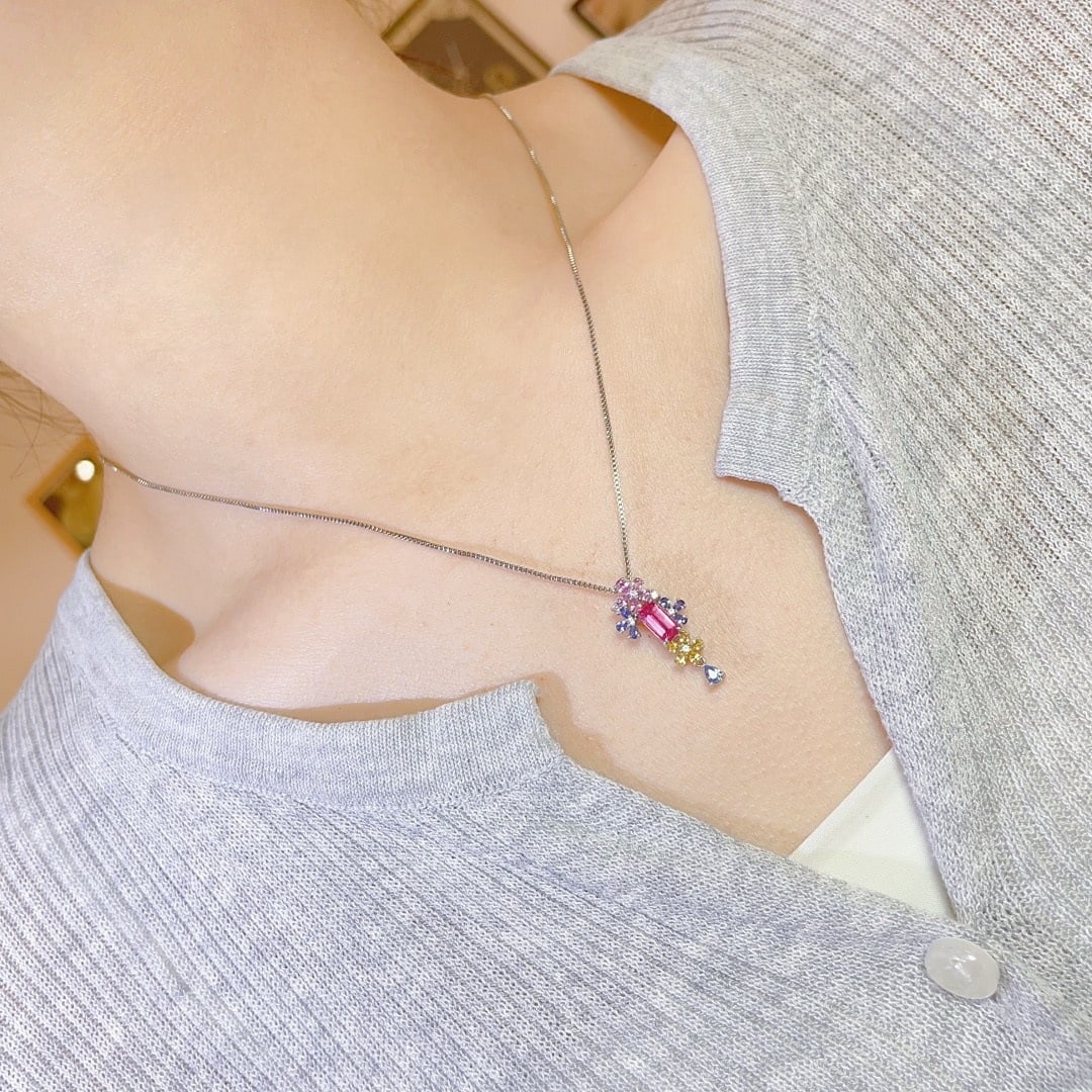 14k Gold 1.65 Ctw Natural Sapphire & Sapphire Pendant( Without Chain ) - 4