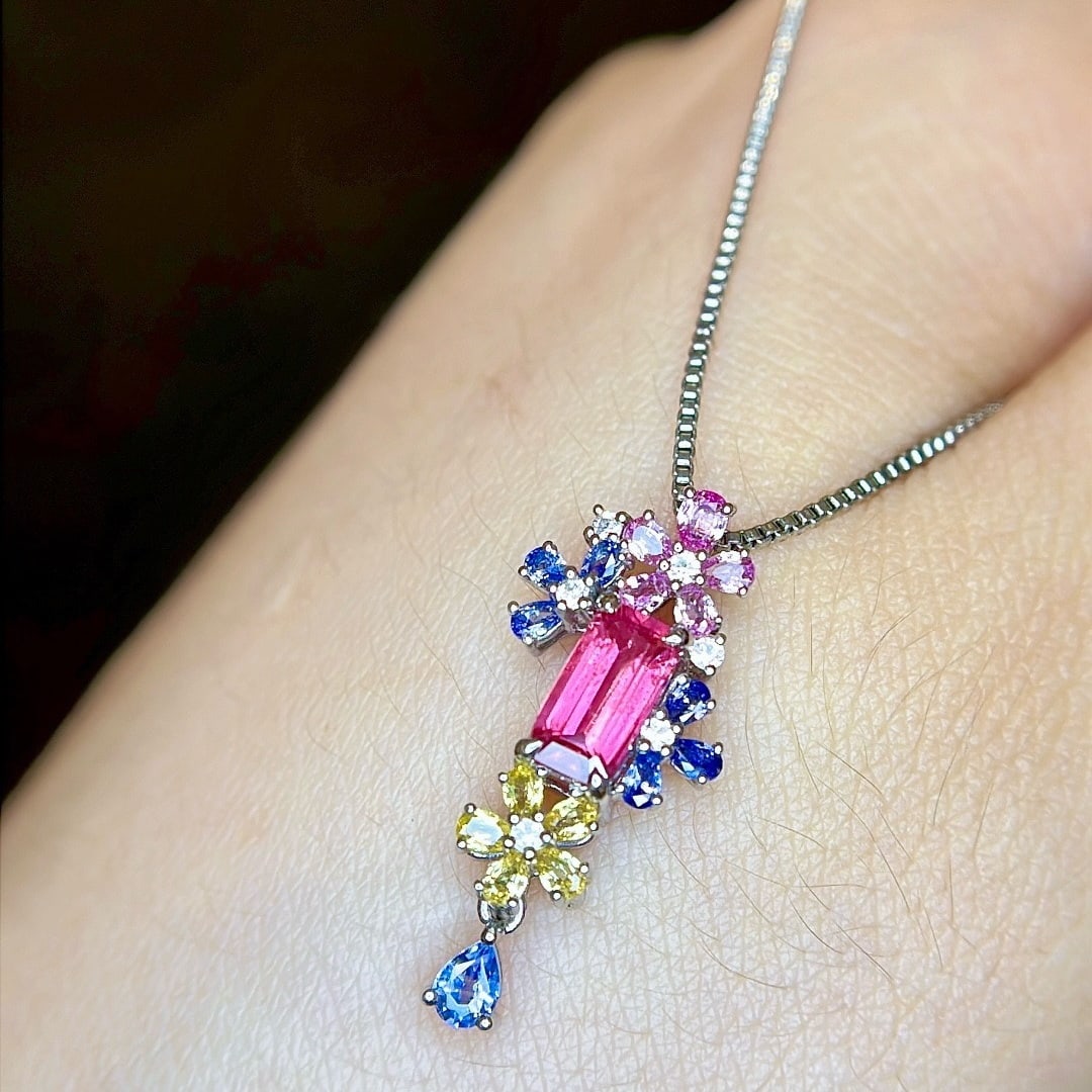14k Gold 1.65 Ctw Natural Sapphire & Sapphire Pendant( Without Chain ) - 5