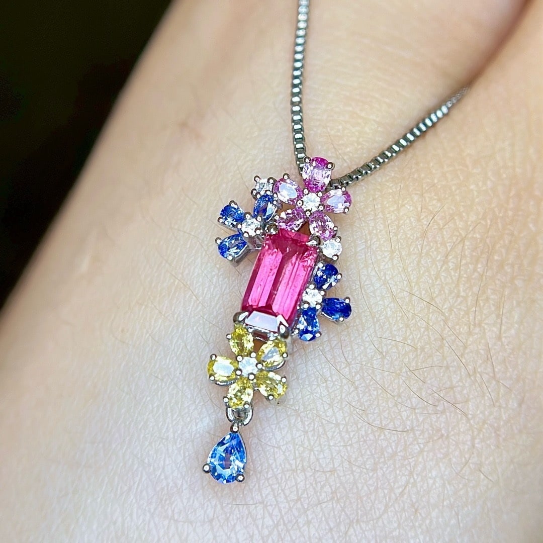 14k Gold 1.65 Ctw Natural Sapphire & Sapphire Pendant( Without Chain ) - 6